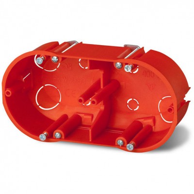 ELEKTRO-PLAST NASIELSK Puszka podtynkowa instalacyjna podwójna z wkrętami PK-2x60 GK /135x61x46mm/