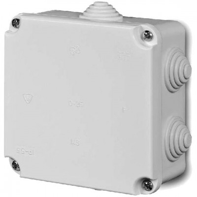 ELEKTRO-PLAST NASIELSK 0221-00 Puszka natynkowa hermetyczna EP-LUX PK-2 z zaciskiem 5x4mm² IP55 /118x118x60mm/ Biały