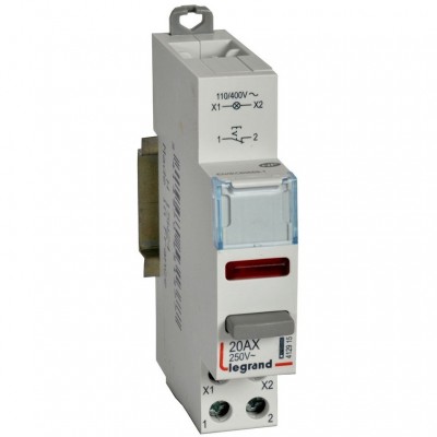 LEGRAND Łącznik przyciskowy bistabilny LP452 20A 110/400V 1R z lampką LED 110/400V /Czerwony/