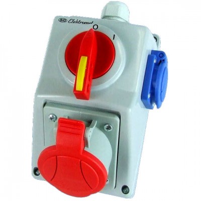 ELEKTROMET Zestaw instalacyjny 0-1 z gniazdem, 1X 230V 32/5 IP54 C32-18.1N