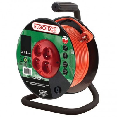 ELGOTECH PZB-40-30Y Przedłużacz bębnowy 4-ktotny z uziemieniem 30M 3x1,5mm² + termik /Pomarańczowy/