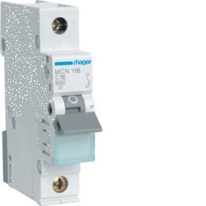 HAGER MCN116E Wyłącznik nadprądowy C16A 1M 1P 6kA MCN116E