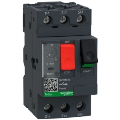 SCHNEIDER GV2ME16 Wyłącznik silnikowy napęd przyciskowy 9-14A 5,5kW 400V 3P zaciski skrzynkowe