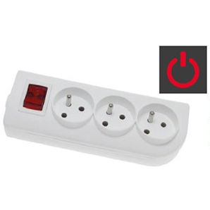 ELGOTECH Gniazdo przenośne 3-krotne z uziemieniem + wyłącznik 16A 250V /Biały/