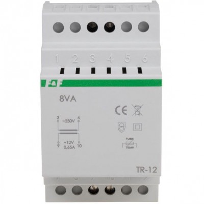 F&F Transformator 0,66A 8 VA zasilanie 230V AC / OUT 12V AC
