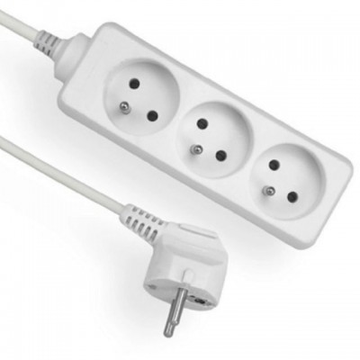 ELGOTECH EPS-301,5 Przedłużacz przenośny 3-krotny z uziemieniem 1,5M 3x1mm² /Biały/