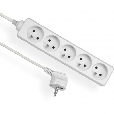 ELGOTECH Przedłużacz przenośny 5-krotny z uziemieniem 3M 3x1mm² /Biały/