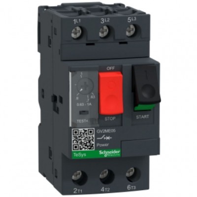 SCHNEIDER GV2ME05 Wyłącznik silnikowy napęd przyciskowy 0,63-1A 0,25-0,37kW 3P 400V zaciski skrzynkowe