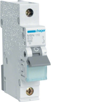 HAGER MBN110E Wyłącznik nadprądowy B10A 1M 1P 6kA MBN110E