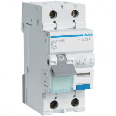 HAGER Wyłącznik różnicowoprądowy z członem nadprądowym B 16A 6kA 30mA 1P+N RCBO /Typ A/