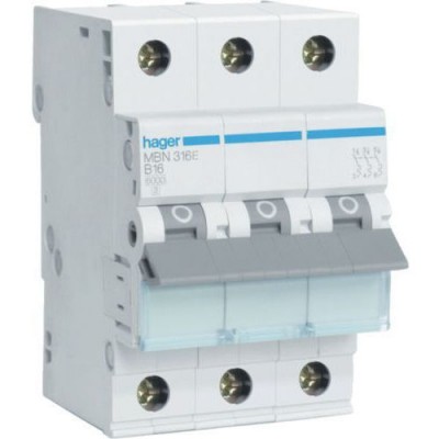 HAGER MCN320E Wyłącznik nadprądowy C20A 3M 3P 6kA MCN320E