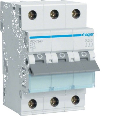 HAGER MCN340E Wyłącznik nadprądowy C40A 3M 3P 6kA MCN340E