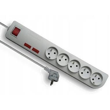 ELGOTECH Listwa przeciwprzepięciowa 5-krotna z uziemieniem 3M 3x1mm² + wyłącznik /Szary/