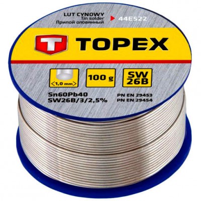 TOPEX 44E522 LUT CYNOWY 60% SN, DRUT 1.0 MM, 100 G TOPEX 44E522