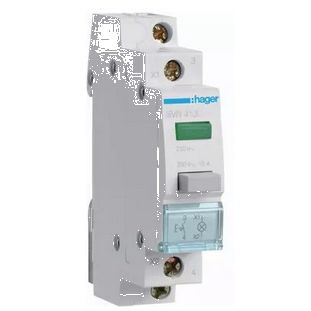 HAGER Przełącznik przyciskowy 16A 230VAC 1Z LED /Zielony/