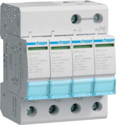 HAGER Oogranicznik przepięć T2 C 4P 3M 20/40kA 1,25kV TNS SPB413