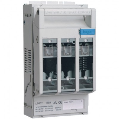 HAGER LT052 Rozłącznik bezpiecznikowy 160A 690V AC 3P NH00 M8 montaż na płycie lub TH35