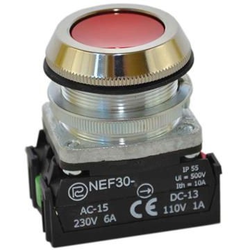 PROMET Przycisk sterowniczy z samopowrotem 1Z+1R IP55 Ø30,5 /Czerwony/