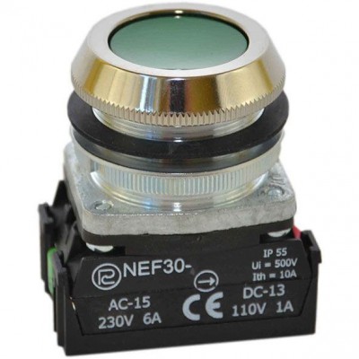 PROMET Przycisk sterowniczy z samopowrotem 1Z+1R IP55 Ø30,5 /Zielony/