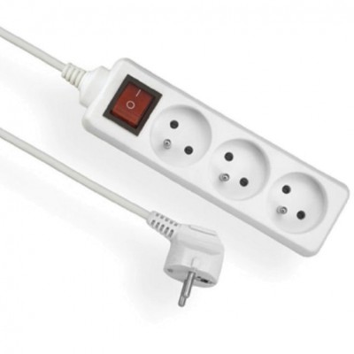 ELGOTECH Przedłużacz przenośny 3-krotny z uziemieniem 5M 3x1mm² + wyłącznik /Biały/