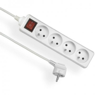 ELGOTECH Przedłużacz przenośny 4-krotny z uziemieniem 3M 3x1mm² + wyłącznik /Biały/