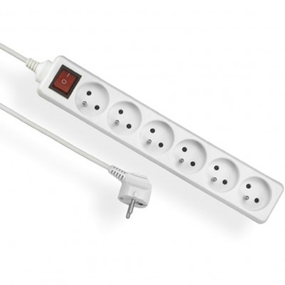 ELGOTECH Przedłużacz przenośny 6-krotny z uziemieniem 5M 3x1mm² + wyłącznik /Biały/