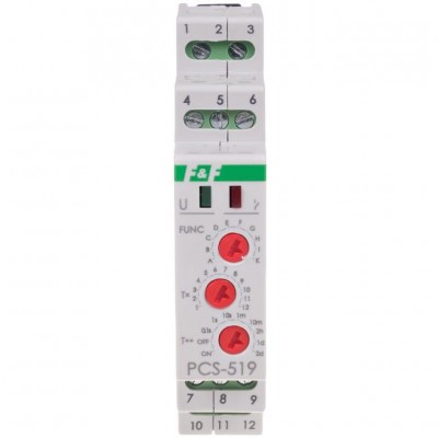F&F PCS-519DUO Przekaźnik czasowy DUO 2x 8A 230V AC / 24V AC/DC na szynę TH35