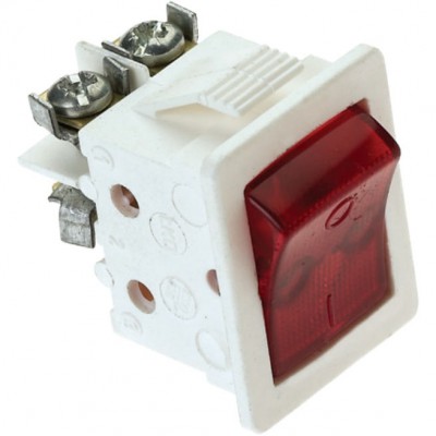 ELGOTECH Łącznik kołyskowy 2-biegunowy 0-1 16A 250V podświetlany /Biały/Czerwony/