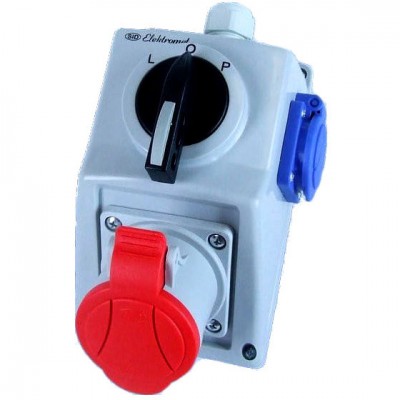 ELEKTROMET Zestaw instalacyjny L-0-P z gniazdem, 1X 230V 32/4 IP54 C32-48.1