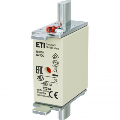 ETI Wkładka topikowa NH000 gG 20A 500V