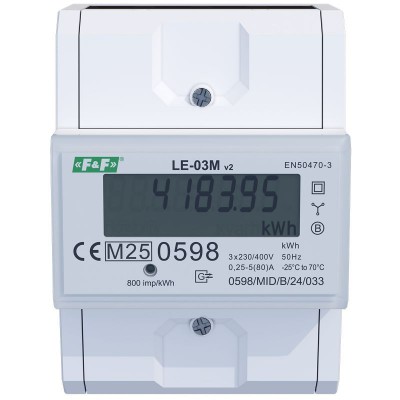 F&F Cyfrowy licznik zużycia energii 3-fazowy z transmisją danych 10/100A 3x230/400V+N