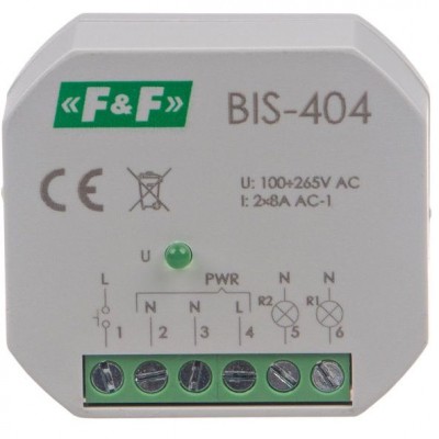 F&F BIS-404 Przekaźnik bistabilny 2x 8A 230V dopuszkowy Ø60