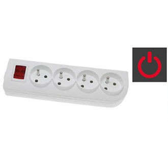 ELGOTECH Gniazdo przenośne 4-krotne z uziemieniem + wyłącznik 16A 250V /Biały/