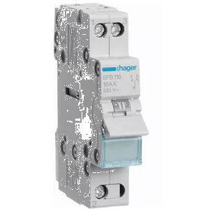 HAGER Modułowy przełącznik instalacyjny /I-0-II/ punkt wspólny od dołu 1P 16A 230V AC