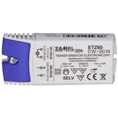 ZAMEL Transformator elektroniczny ETZ60 230V AC 11,5V 0-60W