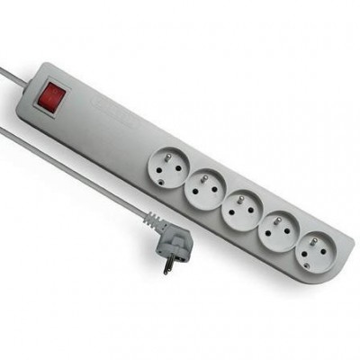 ELGOTECH Listwa przeciwprzepięciowa 5-krotna z uziemieniem 5M 3x1mm² + wyłącznik /Szary/
