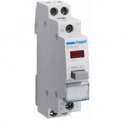 HAGER Łącznik przyciskowy 16A 1M 2Z 230V AC /Czerwony/