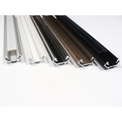 RGB TECHNIK Profil LED kątowy natynkowy 2 metry aluminium naturalne klosz przezroczysty Aluminium naturalne