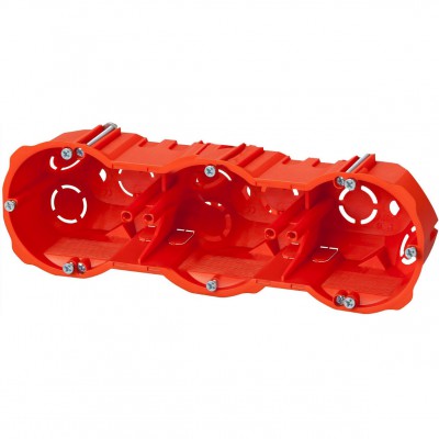 ELEKTRO-PLAST NASIELSK Puszka podtynkowa instalacyjna potrójna głęboka z wkrętami PK-3x60 GK /205x54x58mm/