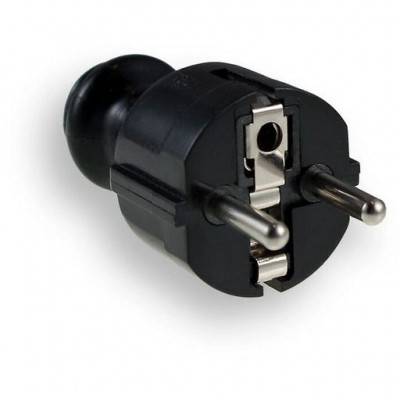 ELGOTECH Wtyczka prosta unischuko z uziemieniem 16A 250V /Czarny/