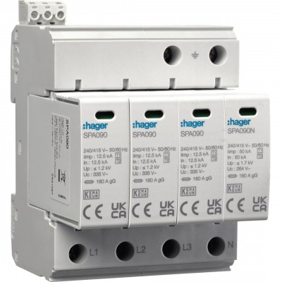 HAGER Ogranicznik przepięć T1+T2 B+C 4P 4M 12,5/50kA 1,5kV TNS