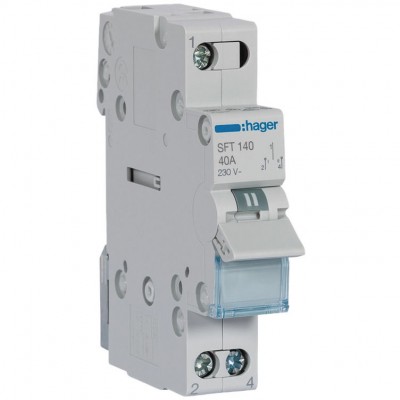 HAGER Modułowy przełącznik instalacyjny /I-0-II/ punkt wspólny od góry 1P 40A 230V AC