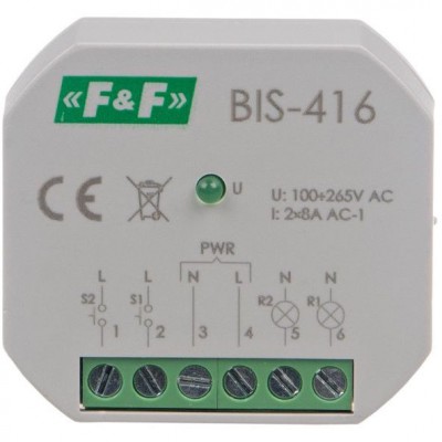 F&F BIS-416 Przekaźnik bistabilny BIS-416 2x 8A 230V dopuszkowy Ø60