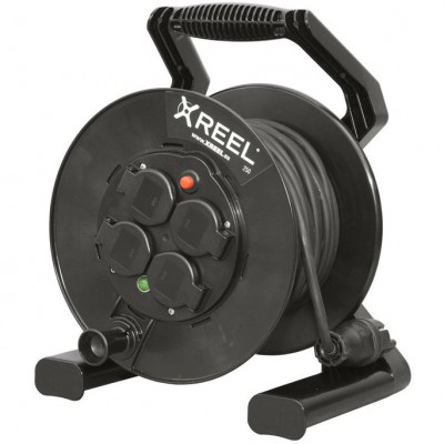 PCE Przedłużacz bębnowy XREEL 50mb H05RR‑F 3x1,5 IP44 4xGS 230V + termik Czarny