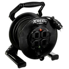 PCE Przedłużacz bębnowy XREEL 40mb H05RR‑F 3x2,5 IP20 4xGS 230V Czarny