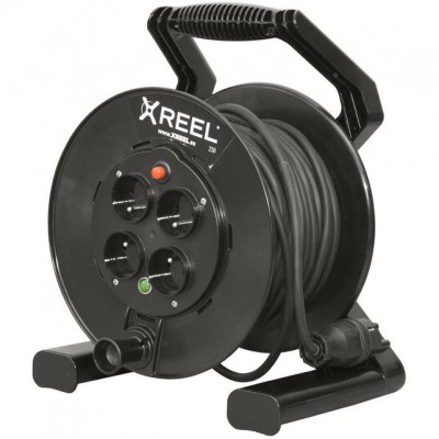 PCE Przedłużacz bębnowy XREEL 20mb H05RR‑F 3x1,5 IP20 4xGS 230V + termik Czarny