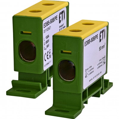 ETI Zacisk 1‑torowy na szynę TH 150A 16-50mm² EDBS-50B/PE /Żółto-zielony/