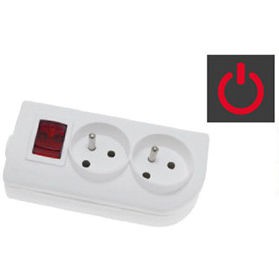 ELGOTECH Gniazdo przenośne 2-krotne z uziemieniem + wyłącznik 16A 250V /Biały/