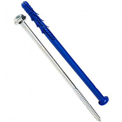 RAWLPLUG Kołek poliamidowy ramowy FF1 z kołnierzem z ocynkowanym wkrętem z łbem sześciokrotnym /10x200mm/ Niebieski
