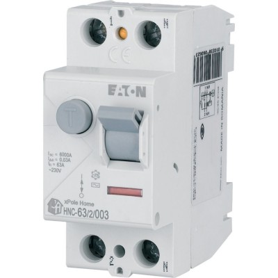 EATON Wyłącznik różnicowoprądowy HNC-63/2/003 63A 0,03A 30mA 6kA 2P /Typ AC/